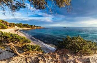 Desktop Wallpaper France Corsica Nature Waves Coast Shrubs