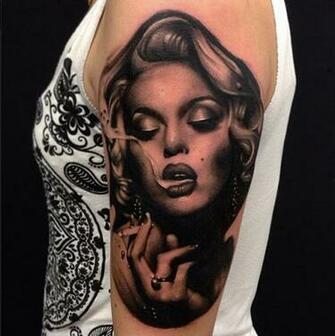 Marilyn Monroe Tattoos Girl Smoking Tattoo Black And White