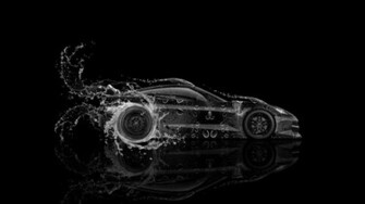 Chevrolet Corvette Stingray C7 Side Water Car Art Style Black