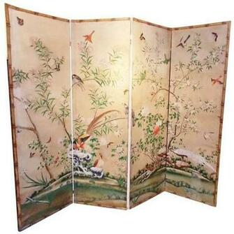 Century Chinese Wallpaper Screen From A Unique Collection Of Antique