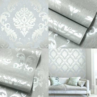 Glitter Wallpaper For Bedroom Silver
