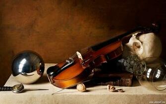 Amazing Beautiful Skull With Violin HD Wallpaper