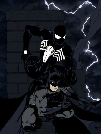 Batman And Black Suit Spider Man Ii By Edcom02 Spiderman