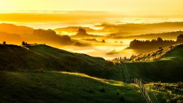 Nature Landscape Clouds Hill New Zealand Grass Field Fence