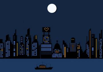 Night Time City Skyscraper Wallpaper Vector