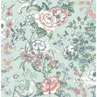 A Street Prints Ainsley Aqua Boho Floral Paper Strippable Roll