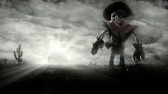 Cowboy Skeleton Sunset Sun Cactus Dark Skull Wallpaper