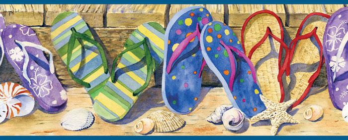 Beach Flip Flops Wallpaper Border