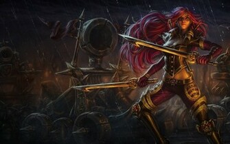 Katarina Black Game League Of Legends Pink Hair Rain