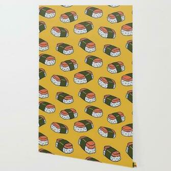 Spam Musubi Sushi Pattern Wallpaper By Cararowlands Society6