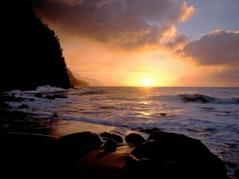 Sunset On The Na Pali Coast Hawaii Beaches Rivers Oceans