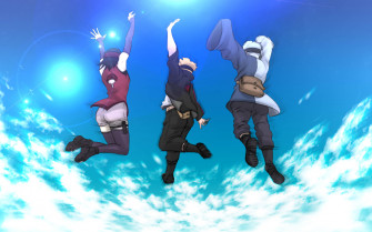 Team In Action Jumping Towards The Sky Unison