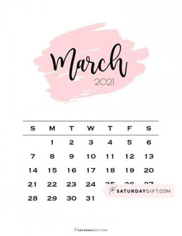 Cute Printable March Calendar Saturdaygift In