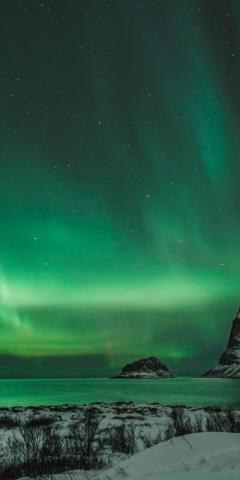 Green Lights Northern Night Nature Wallpaper Sky