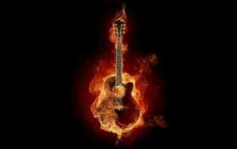 Guitar On Fire Full HD Desktop Wallpaper 1080p