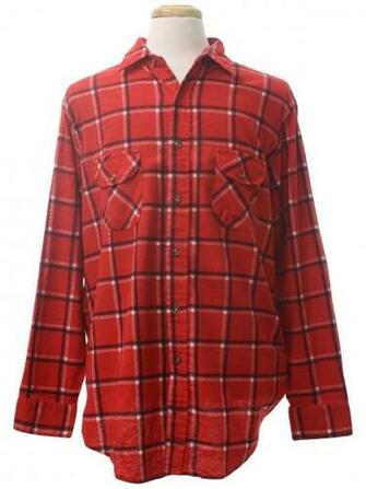 90s Sparetime Mens Red Background With Navy Blue And White Plaid