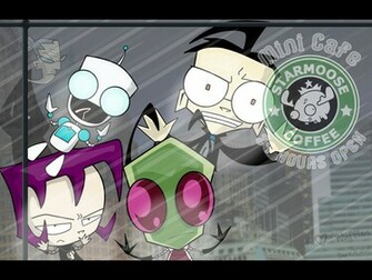 Robots Invader Zim Starbucks Gir Aliens Dib Gaz Cities Wallpaper