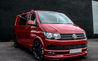 Wallpaper Volkswagen Transporter Minivan Red