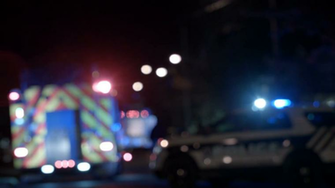 Ambulance Cops And Firetrucks Blurry Lights Background At Night