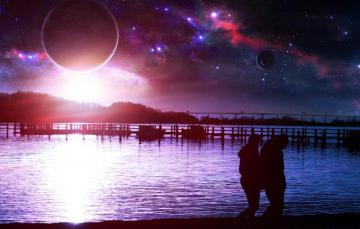 Wallpaper Sea Beach Space Stars Planet Qauz Image For