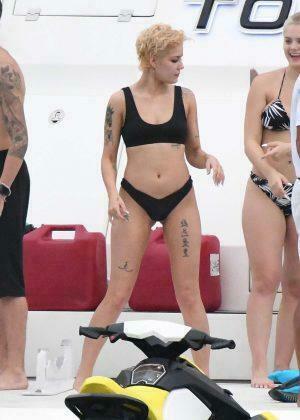 Halsey In Black Bikini On A Yacht Miami