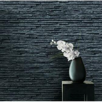 Love Wallpaper Fine Slate Brick Effect Designer Charcoal