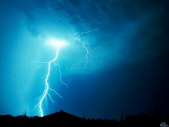 Wallpaper Blue Lightning Storm