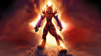 Renamon Solo Standing Tattoo Wallpaper White Widescreen Yellow