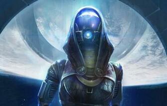 Wallpaper Girl Light Art Helmet Mass Effect Tali Image For