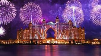 Wallpaper Dubai Water Fireworks 4k Ultra HD