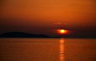 Wallpaper Fireball Twilight Sea Ocean Sunset Seascape Island