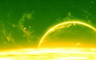 Glowing Green Planet Wallpaper Fantasy