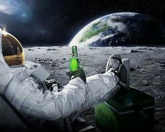 Astronaut Chilling With Beer On The Moon HD Wallpaper