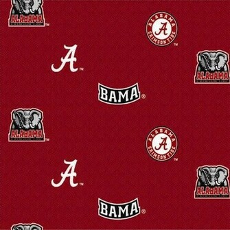 Collegiate Cotton Broadcloth University Of Alabama Allover Red