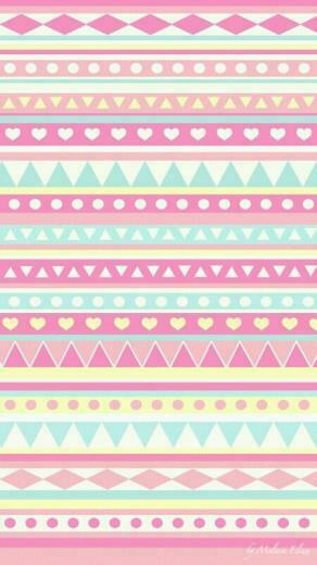 Super Cute Girly Blue Pink Yellow Aztec Prints Wallpaper