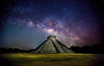 Wallpaper The Sky Stars Night City Mexico Pyramid