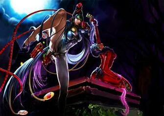 Bayonetta Sexy Girl Cleavage Pistol Black Hair Glasses Video Game HD