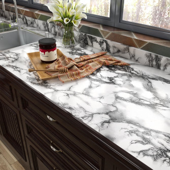 Lacheery Grey Marble Countertop Contact Paper Light Peel And Stick Wallpaper Self