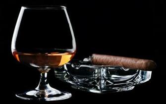 Brandy Glass And Cigar On Ashtray Widescreen Wallpaper Wide