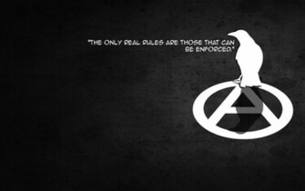 Dark Anarchy Quote Symbol Crow Black White Minimal Wallpaper