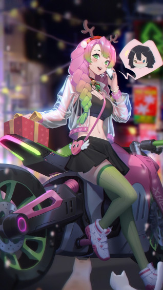Anime Girl Gifting Presents On Christmas 4k iPhone