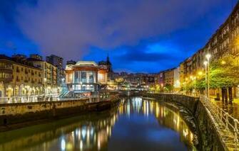 Wallpaper Lights The Evening Spain Bilbao Image For Desktop