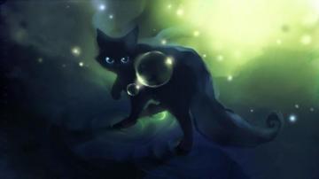 Abstract Cat In Green Water HD Wallpaper
