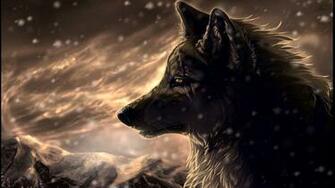 Black Wolf Near Mountain Digital Wallpaper Scars