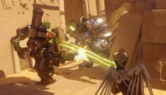 Video Game Overwatch Mercy Reinhardt Bastion Wallpaper