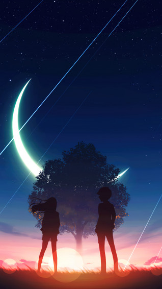Anime Sunrise Scenery Horizon Night Sky 4k Phone iPhone Wallpaper