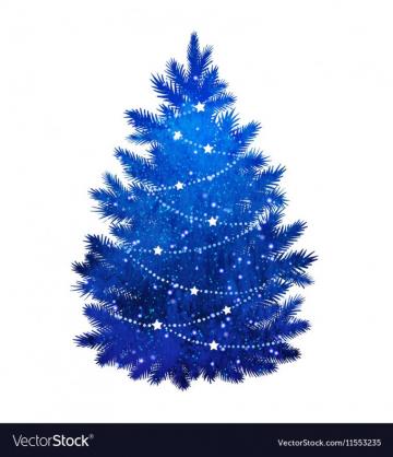 Blue Christmas Tree On White Background Royalty