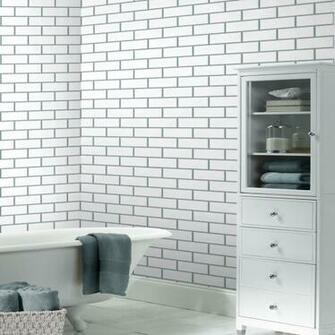 Tile Subway Kitchen Bathroom Vinyl Fine Decor Wallpaper