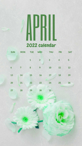 Mint Green Flower April Calendar Wallpaper