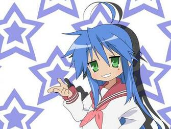 Stars Lucky Star Blue Hair Green Eyes Anime Izumi Konata